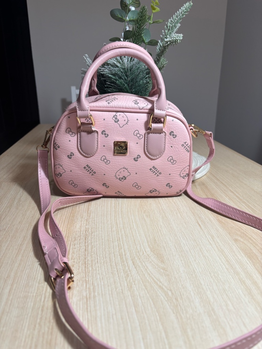 Hello Kitty Pink Mini Satchel Crossbody with Gold Accents